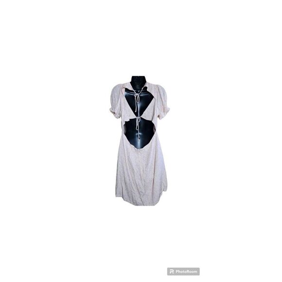 Sophie Rue deep V neck short sleeve Floral Open Back mini Sz Large Dress - Picture 7 of 9